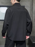 Men's Silk-Like Skin-Friendly Knot Button Black Shirt