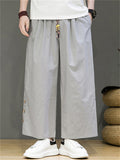 Men's Casual Cotton Linen Drawstring Summer Straight-Leg Pants