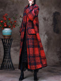 Winter Casual Single-breasted Plaid Coats for Ladies