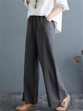 Summer Linen Blend High Rise Straight-Leg Pants for Women