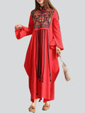 Ethnic Embroidered Bell Sleeve Dresses for Ladies