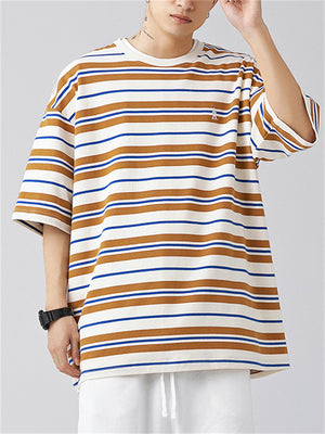 Popular Short Sleeve Striped Shirt for Male