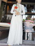 Female Cotton Linen Ethnic Style Embroidered Floral Dress