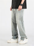 Men's Retro Washed Effect Side Slit Loose Jeans