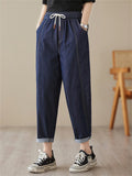 Summer Thin Female Large Size Drawstring Jeans