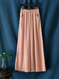 Plain Cozy Zen Linen Wide Leg Pants for Women