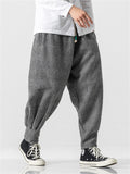 Men's Trendy Textured Thickened Faux Woolen Harem Pants