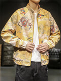 Men's Loong Crane Tiger Embroidered Faux Suede Jackets