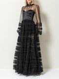 Sheer Lace Patchwork Sexy Party Maxi Dress for Women