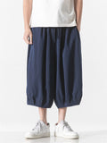 Men's Summer Ice Silk Solid Color Cozy Cropped Pants