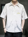 Male Turn-down Collar Short Sleeve Embroidered Shirts