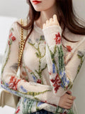 Elegant Floral Knitted Sweater for Women