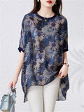 Ladies Sunflower Printing And Dyeing Mid-Length Chiffon Shirt