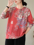 Lady Casual Floral Printing Long Sleeve Shirt