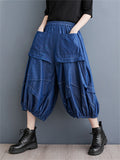 Irregular Pleated Casual Cropped Lantern Jeans for Women