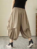 Summer Extra Loose Pleated Cropped Lantern Pants for Women