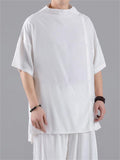 Chinese Style Side Slit Summer Relaxed Shirt for Men