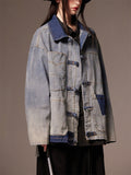 Women's Retro Patchwork Chinese Style Denim Chore Jacket