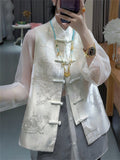 Chinese Pavilion Embroidered Vest Jacket for Women