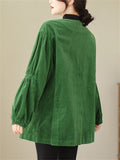 Female Retro High-end Corduroy Green Jackets