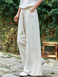 Plain Cozy Zen Linen Wide Leg Pants for Women