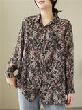 Women's Spring Retro All-Over Floral Print Lapel Button Shirt