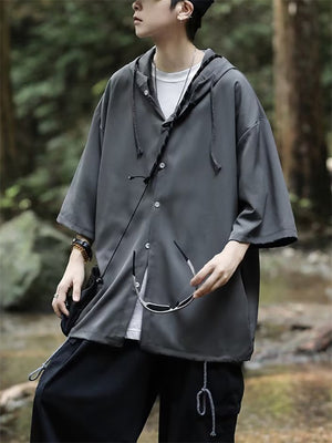 Men's 3/4 Sleeve Fake Two-piece Ice Silk Jacket