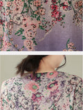 Women's Summer Round Neck Flower Short Sleeve Knit Shirt