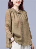 Solid Color Relaxed Fit Comfortable Linen Shirt for Women