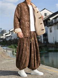 Men's Lamb Wool Reversible Jacket Ankle-tied Pants Chinese Style Thick Outfits