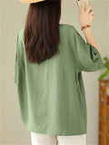 Women's Half-open Button Stand Collar Embroidered Shirts