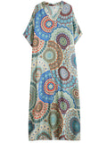 Female V-Neck Multicolor Circle Printed Beach Vacation Dress