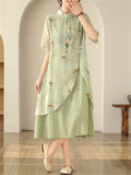 Women's Elegant Flower Printed Flowy Cheongsam Dress