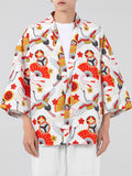 Summer Trendy Printed Oversized 3/4 Sleeve Cardigan Shirt for Men