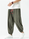 Men's Loose Cozy Red Drawstring Casual Harem Pants