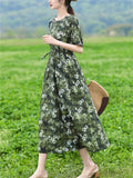 Women's Summer Classy Literary Lace-up Floral Dresses