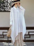 Large Size Bat-shaped White Irregular Shirt for Women