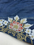 Women's Beautiful Flower Embroidery Lapel Denim Pleated Dress