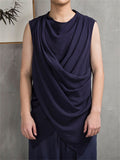 Men's Buddhism Plain Linen Summer Sleeveless Shirt