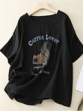 Female Carrot Lover Hopping Rabbit Printed Shirts