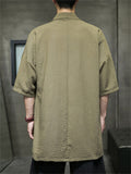 Male Simple Pure Color Chinese Style Open Front Shirts