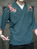 Summer Men's Contrast Color Dragon Embroidered Shirts