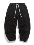 Men's Knot Button Decorative Textured Drawstring Corduroy Pants