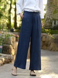 Women's 100% Linen Simple Cozy Straight-Leg Casual Pants