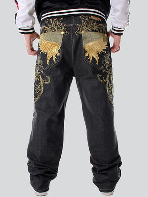 Hip Hop Oversized Embroidery Jeans for Men