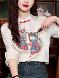 Female Asymmetric Semicircle Loong Embroidered Jacquard Shirts