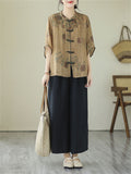 Female Chinese Style Rosewood Flower Pattern Vintage Shirt