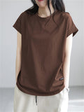 Women's Casual Letters Patch Round Neck Basic Shirts