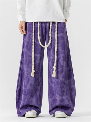 Japanese Style Braided Rope Tie-Dye Oversized Pants for Men