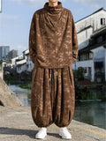 Male Bamboo Leaves Pullover T-shirt & Pants Corduroy Outfits